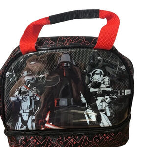 5/$25 Star Wars Lunch Bag Black Red 12x8” Clean 2 Compartments Ice Pack Holder
